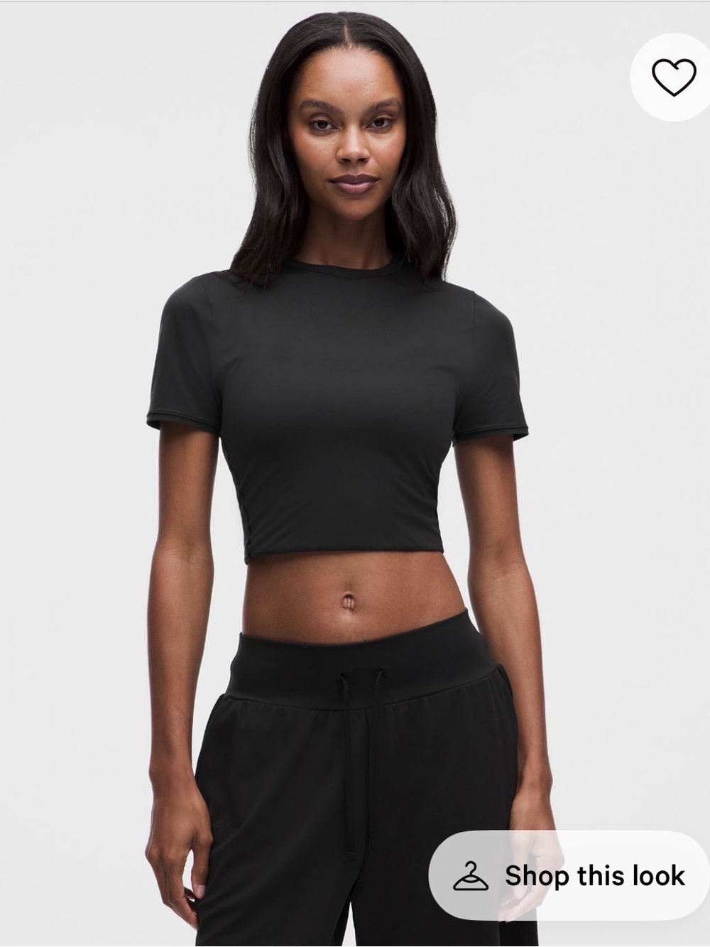 Lululemon Black Wundermost Ultra-Soft Nulu Crewneck Cropped T-Shirt